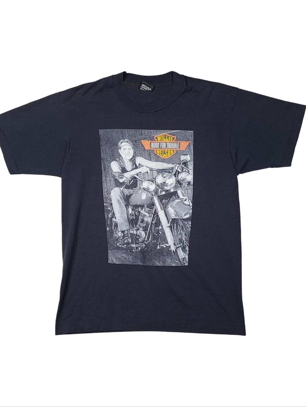Vintage 90s Willie Nelson Born For Trouble Harley Davidson Shirt L Single Stitch